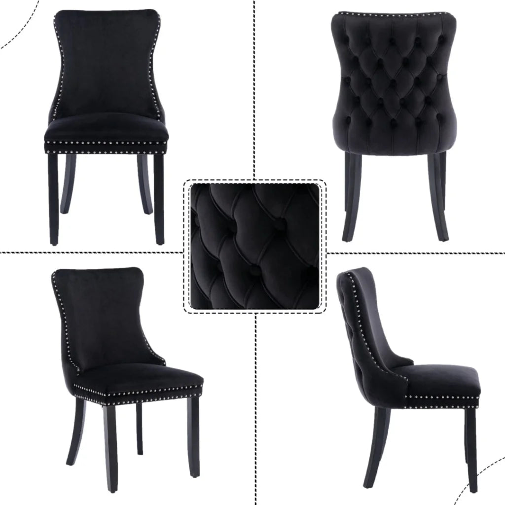 Dining Chairs Set of 2 Velvet Upholstered Tufted Wingback
