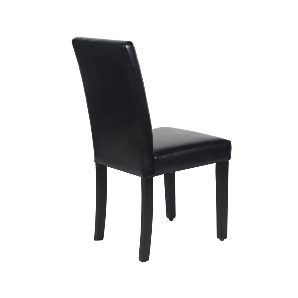 Dining Chairs Set of 2 Wooden Frame Black Leatherette