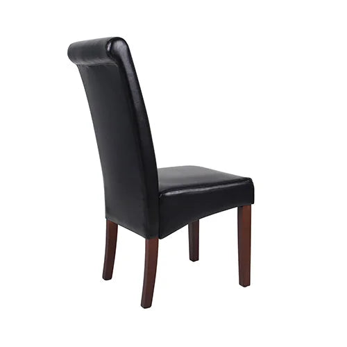 Dining Chairs Set of 2 Wooden Frame Black Leatherette