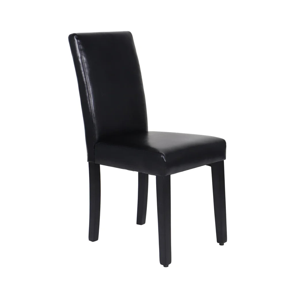 Dining Chairs Set of 2 Wooden Frame Black Leatherette