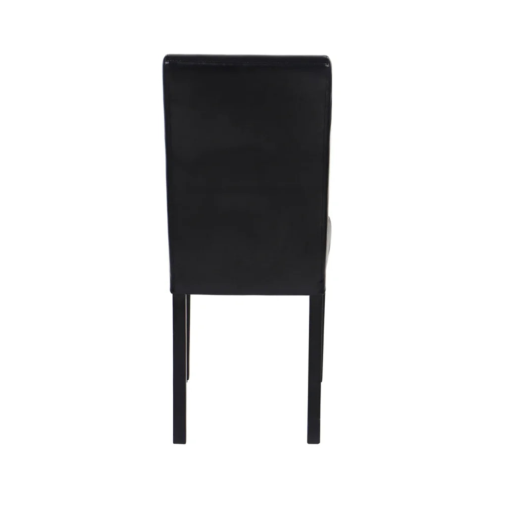 Dining Chairs Set of 2 Wooden Frame Black Leatherette