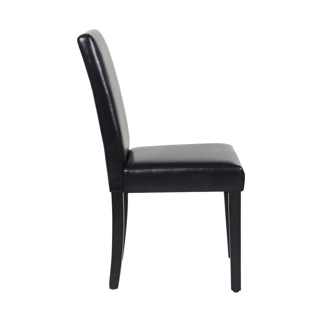 Dining Chairs Set of 2 Wooden Frame Black Leatherette