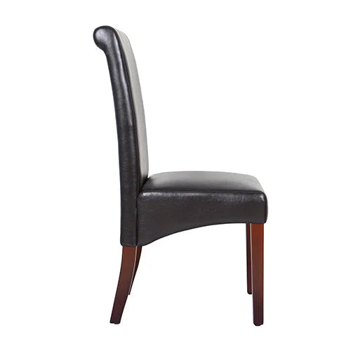Dining Chairs Set of 2 Wooden Frame Black Leatherette