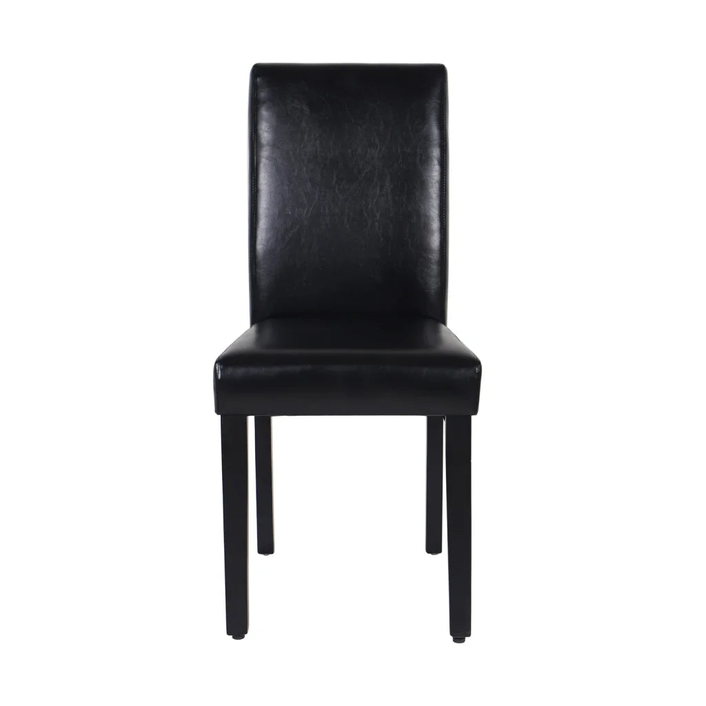 Dining Chairs Set of 2 Wooden Frame Black Leatherette
