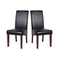 Dining Chairs Set of 2 Wooden Frame Black Leatherette