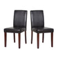 Dining Chairs Set of 2 Wooden Frame Brown Leatherette