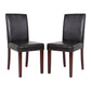 Dining Chairs Set of 2 Wooden Frame Brown Leatherette