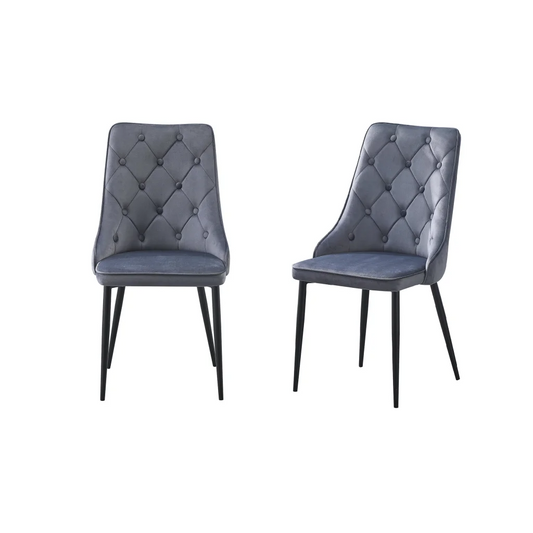 Dining Chairs Set of 4 Button Tufted Grey - Furniture