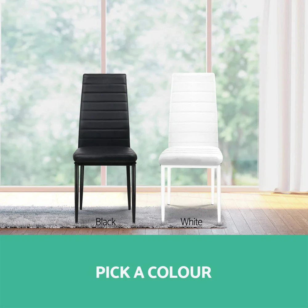 Dining Chairs Set of 4 PVC Leather - Black - Dining