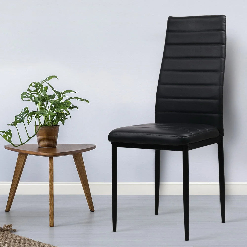 Dining Chairs Set of 4 PVC Leather - Black - Dining