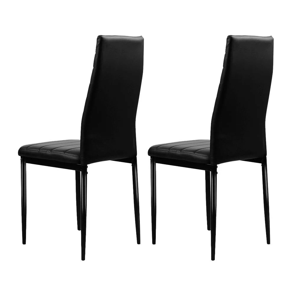 Dining Chairs Set of 4 PVC Leather - Black - Dining