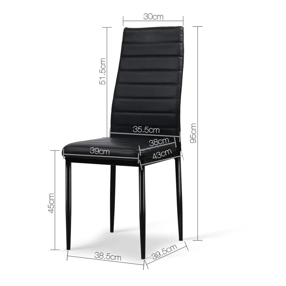 Dining Chairs Set of 4 PVC Leather - Black - Dining