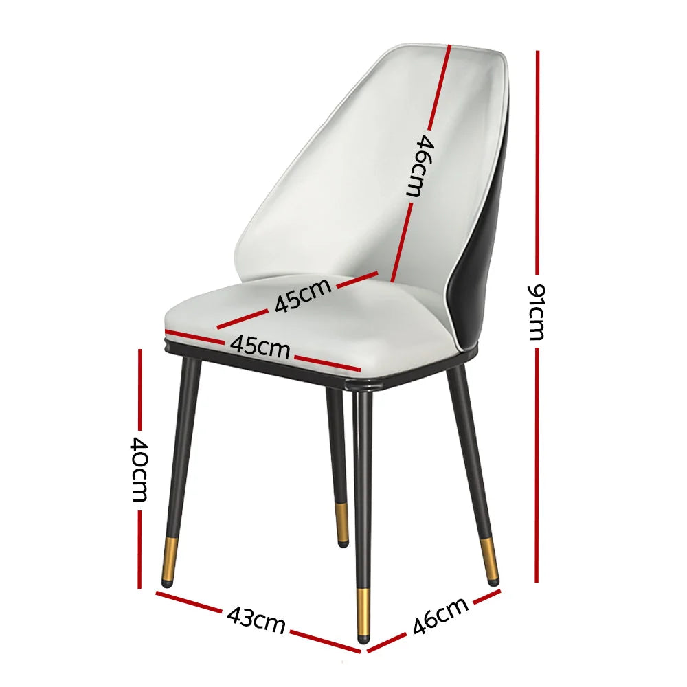 Dining Chairs Wooden Kitchen Cafe Faux Leather Padded Seat