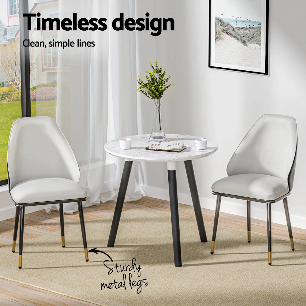 Dining Chairs Wooden Kitchen Cafe Faux Leather Padded Seat