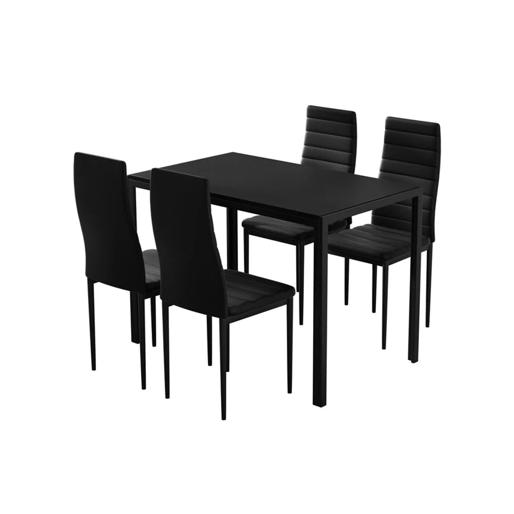 Dining Set Table and 4 Chairs - Set of 5 Black