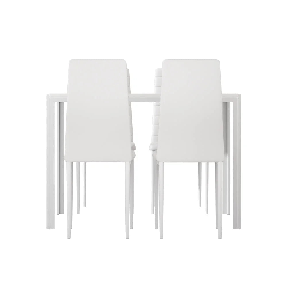 Dining Set Table and 4 Chairs - Set of 5 White