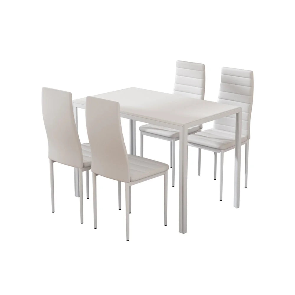 Dining Set Table and 4 Chairs - Set of 5 White