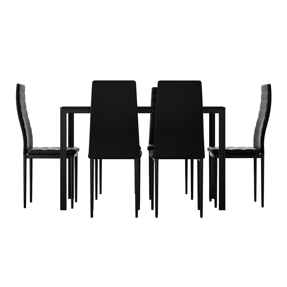 Black wooden dining chair set with cushioned seat and curved backrest