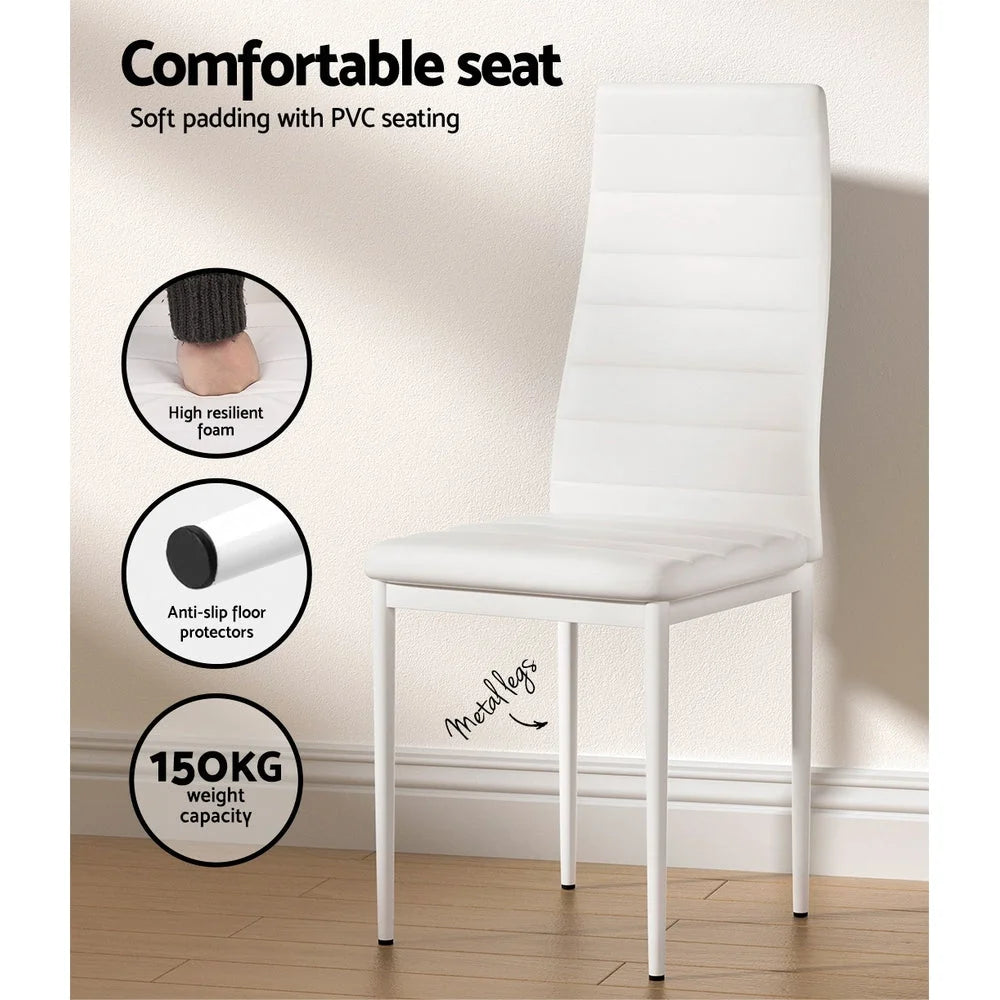 Dining Set Table and 6 Chairs - Set of 7 White