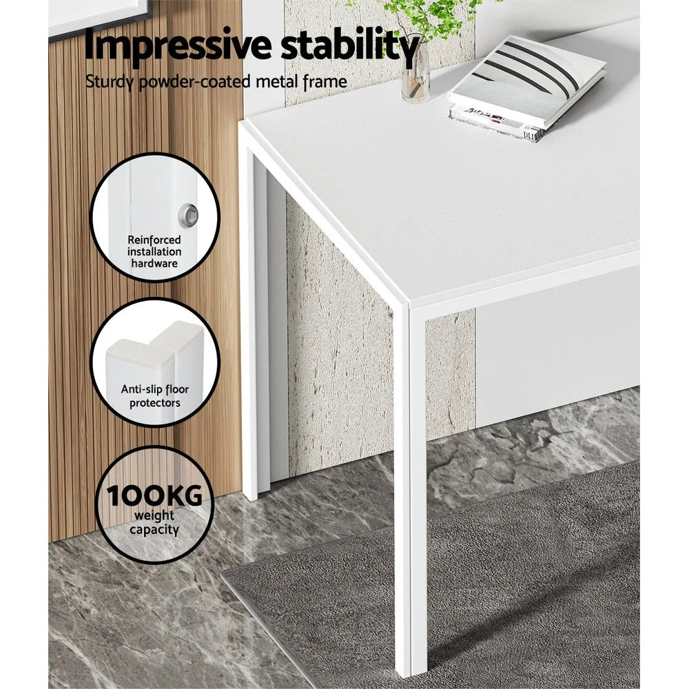 White wooden dining table set