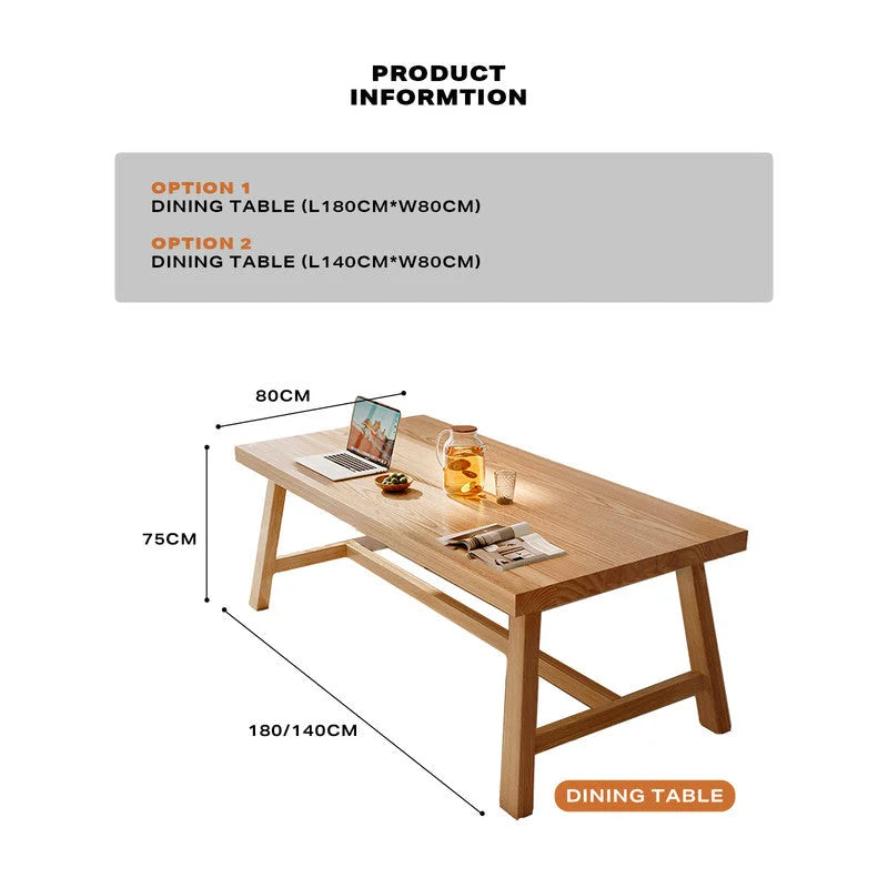 Dining Table 1.8M Solid Wood Square Kitchen Furniture