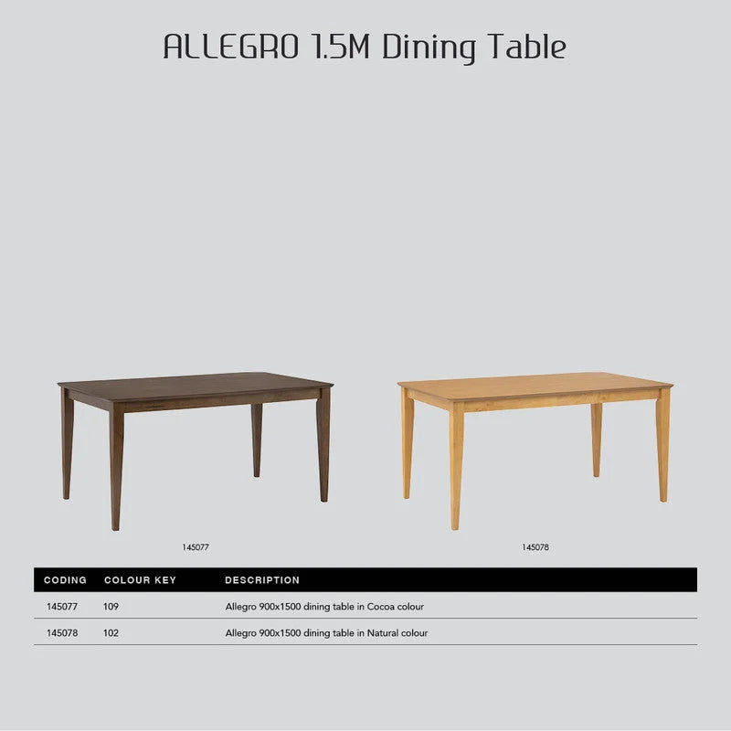 Dining Table Allergo Timber - 150cm - Natural - Furniture