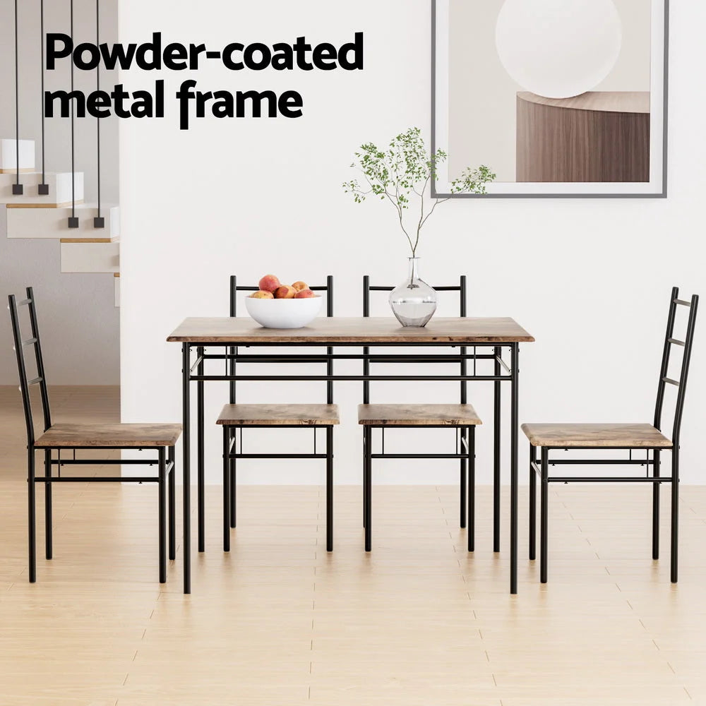Dining Table and Chairs Set 5PCS Industrial Wooden Metal