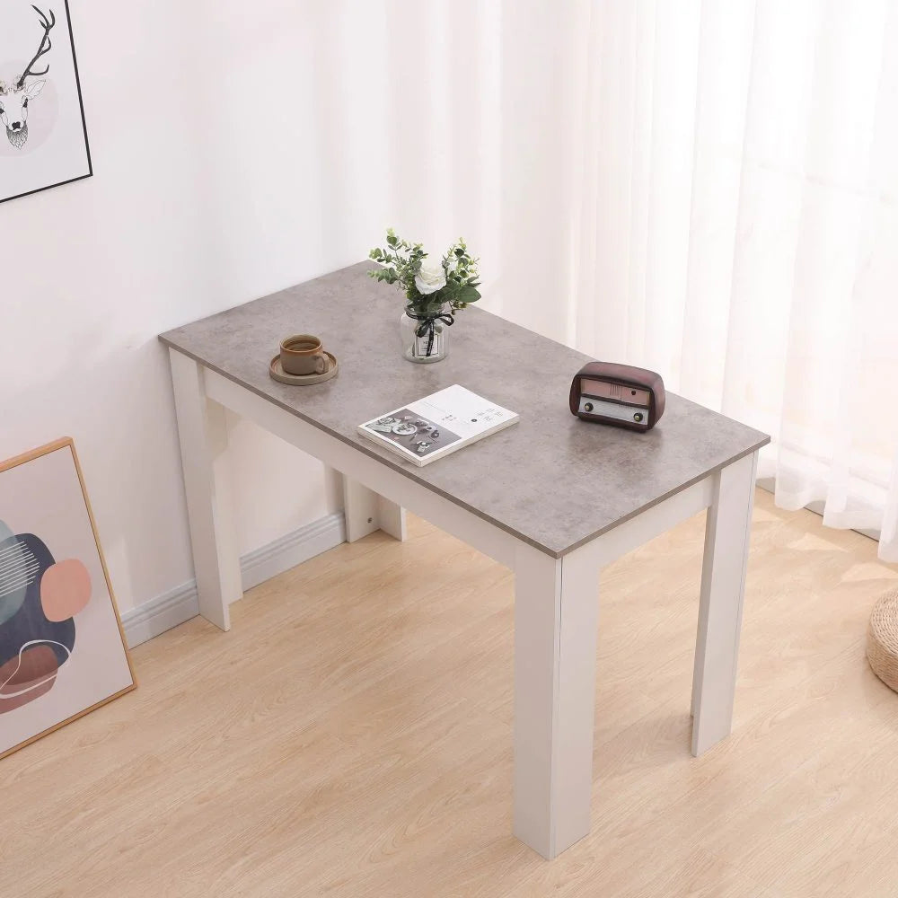 Dining Table Rectangular Wooden 120M - Grey & White