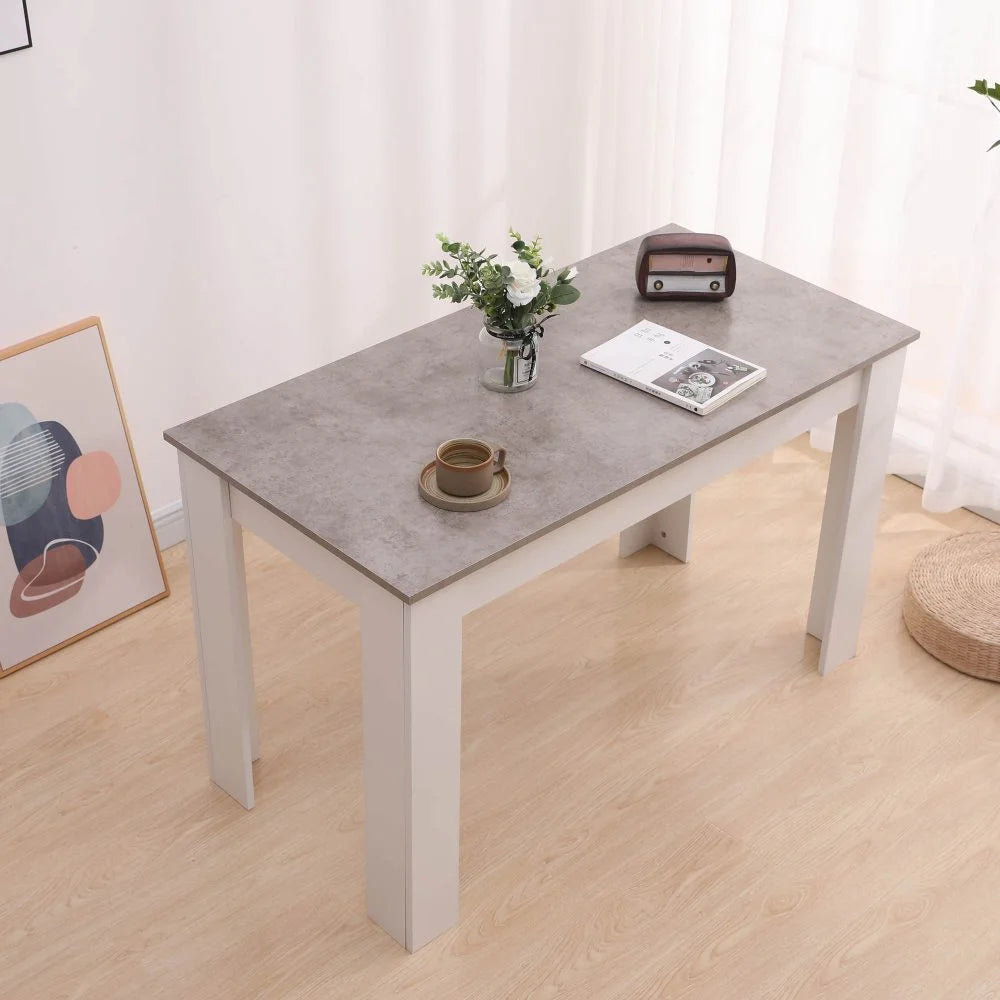 Dining Table Rectangular Wooden 120M - Grey & White