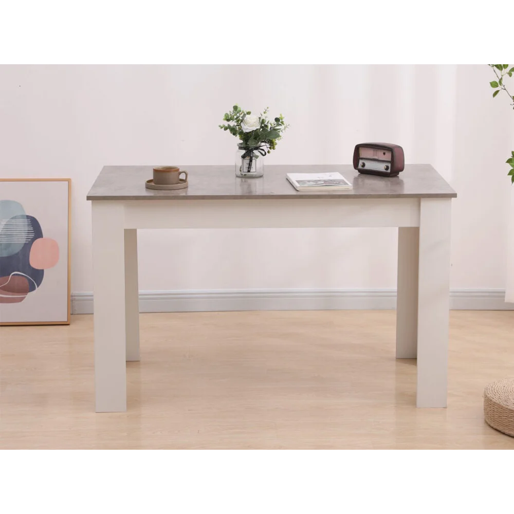 Dining Table Rectangular Wooden 120M - Grey & White