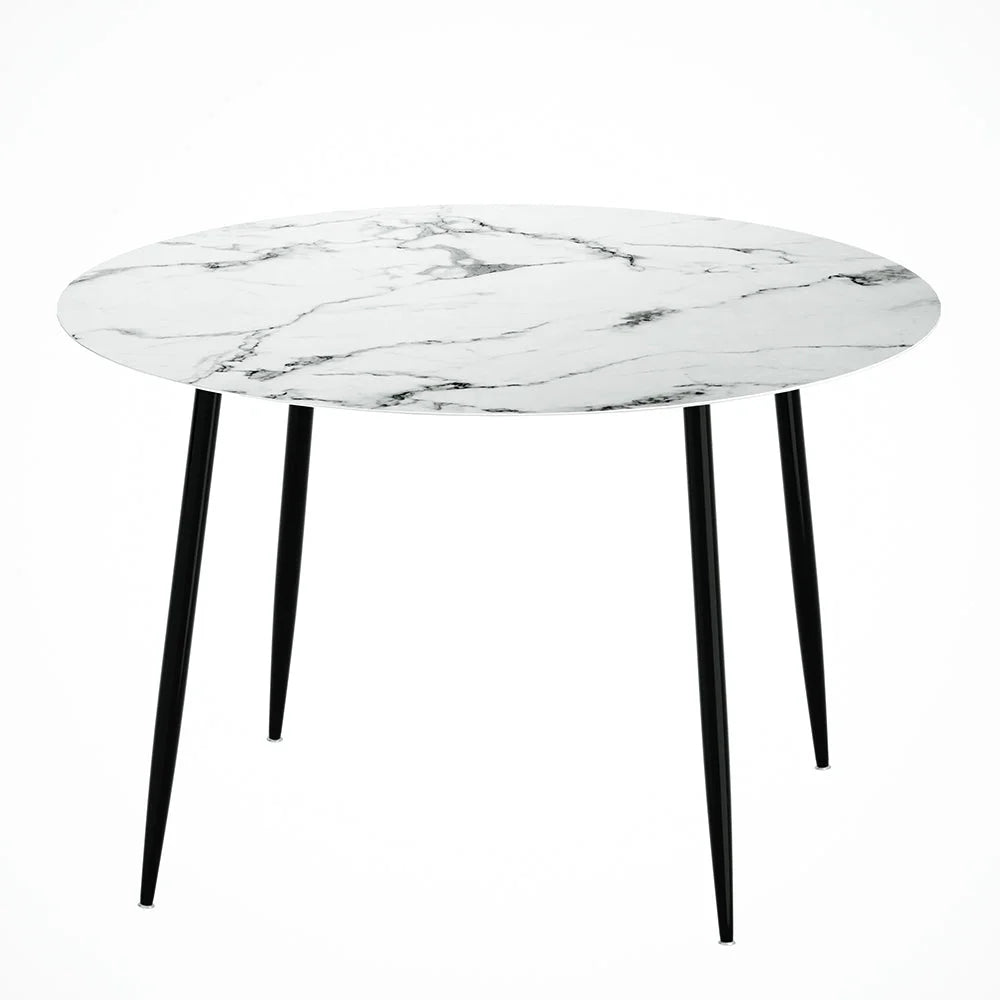 Dining Table Round with Marble Effect - 110CM
