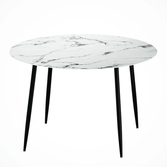 Dining Table Round with Marble Effect - 110CM