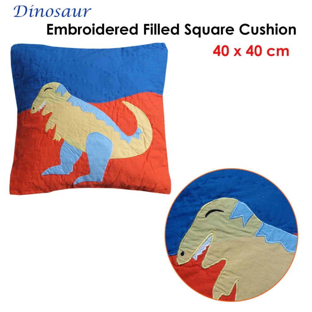 Dinosaur Cushion Filled Embroidered - Home & Garden