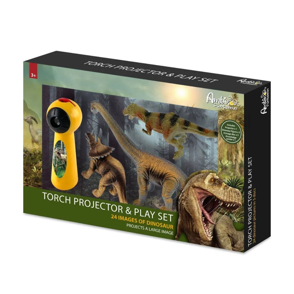 Dinosaur Projector and 3 Toy Figures Play Set - Kids STEM