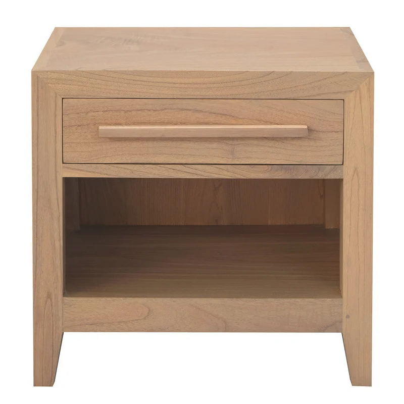 Dion 1-Drawer Solid Mindi Bedside Table - Natural