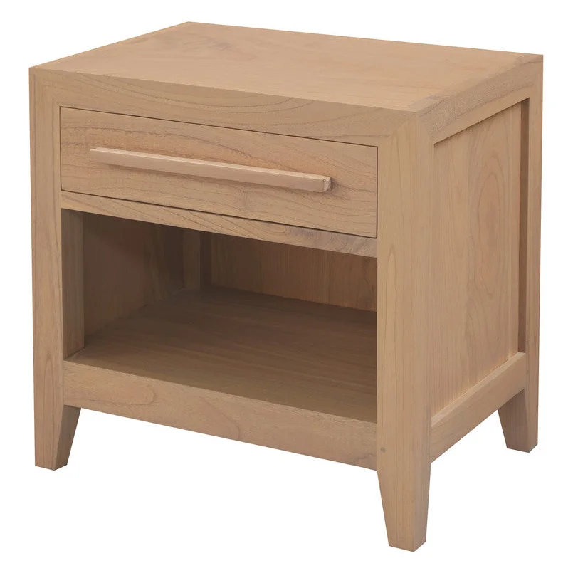 Dion 1-Drawer Solid Mindi Bedside Table - Natural