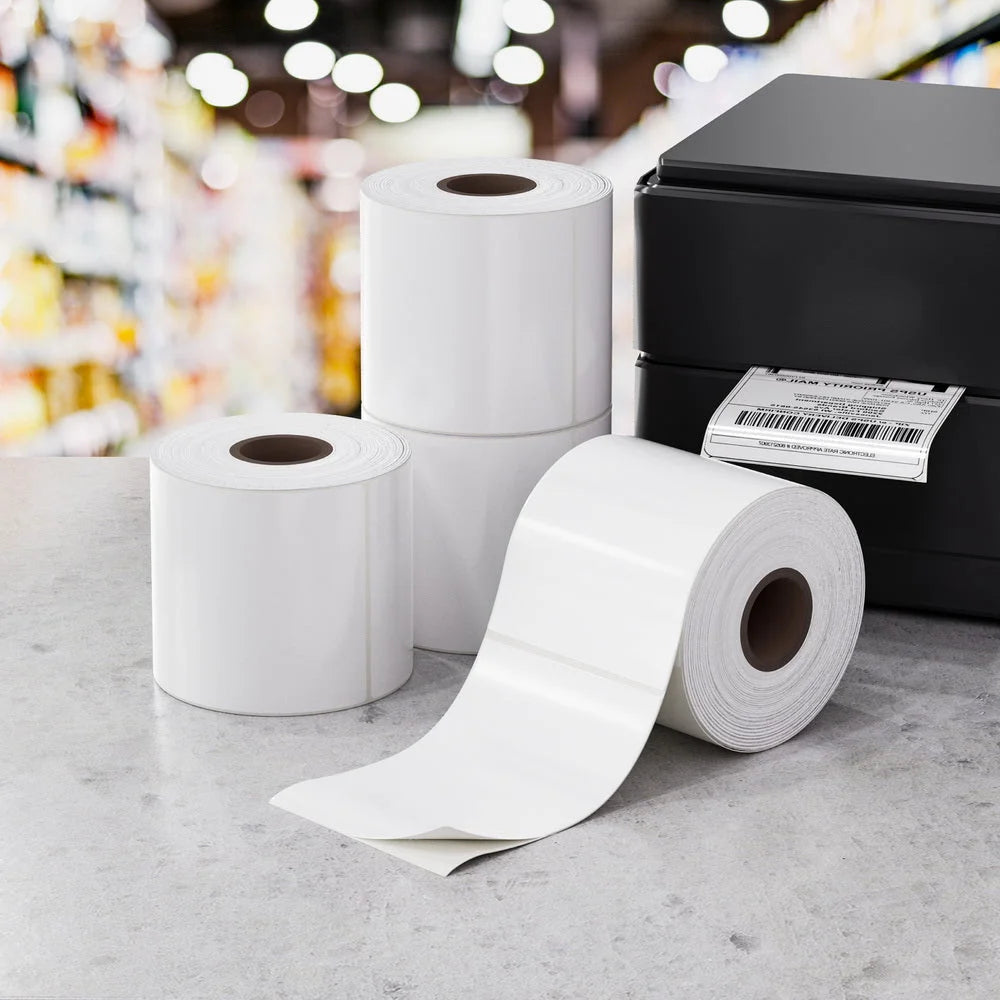 Direct Thermal Labels Printer Paper 4 Rolls - Barcode
