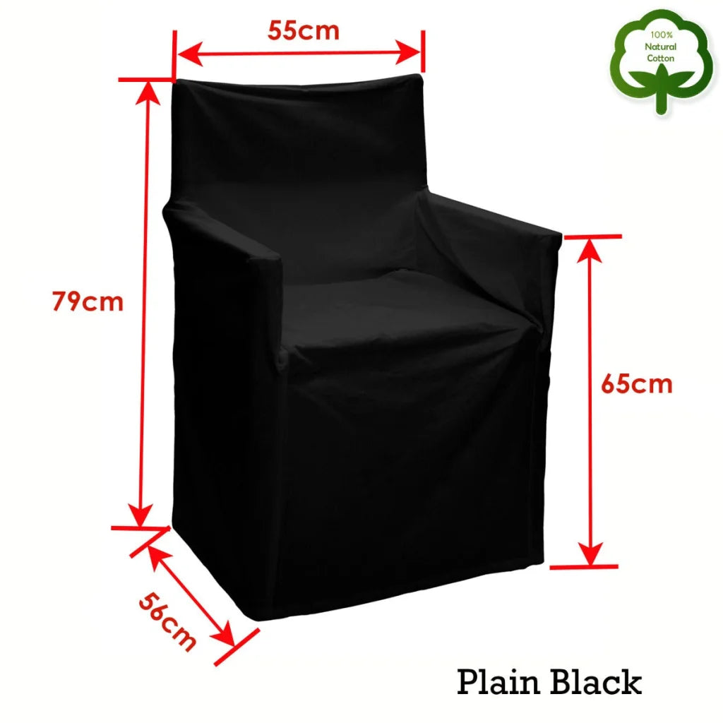 Director Chair Cover Rans 100% Cotton - Plain Black