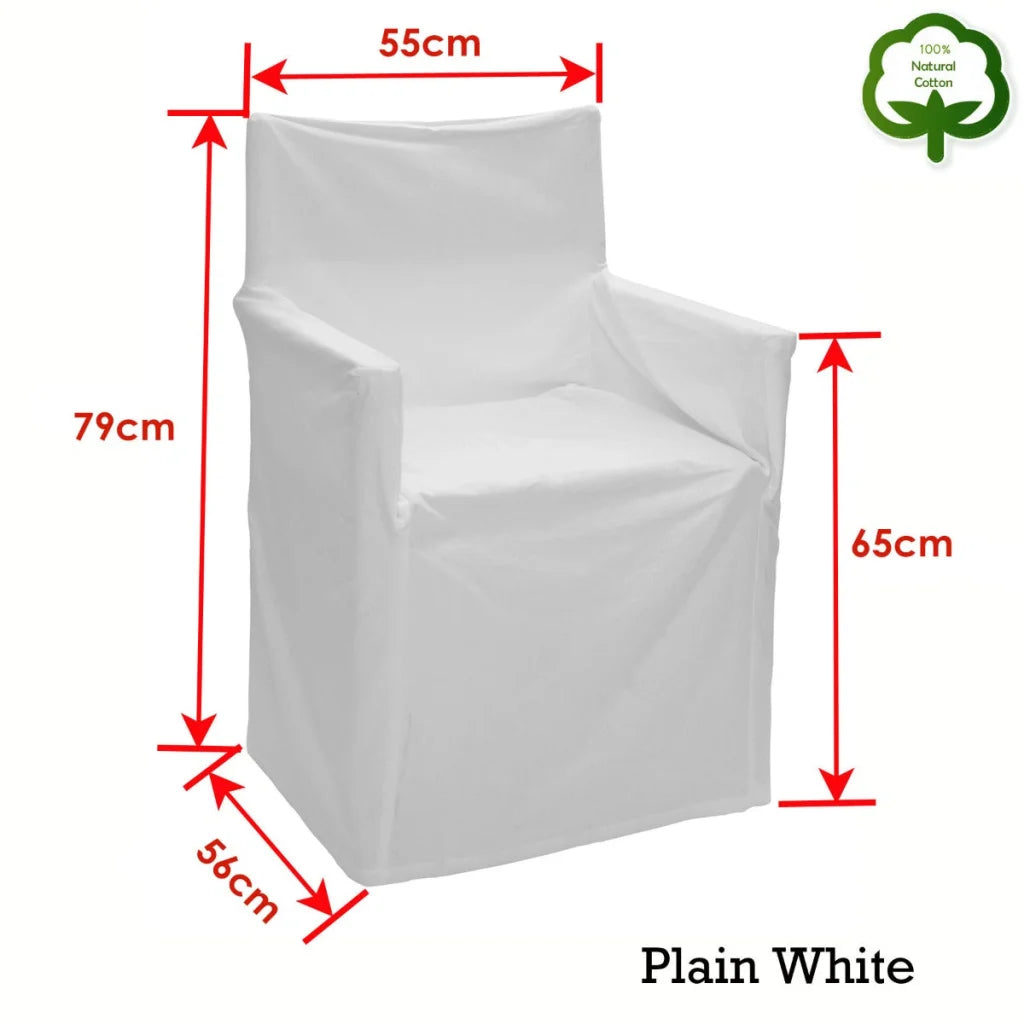 Director Chair Cover Rans 100% Cotton - Plain White