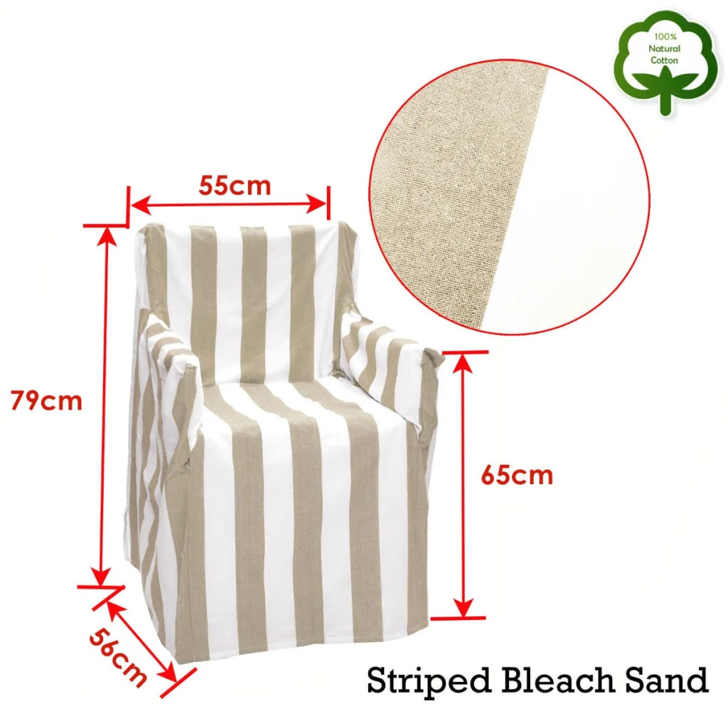 Director Chair Cover Rans 100% Cotton - Striped Bleach Sand