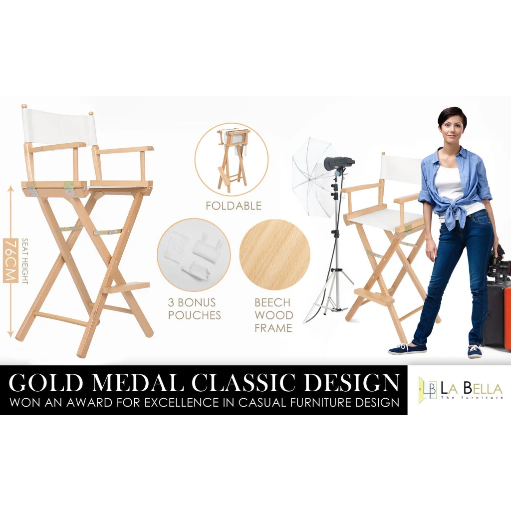 Director Movie Folding Tall Chair 76cm Beech WOOD HUMOR