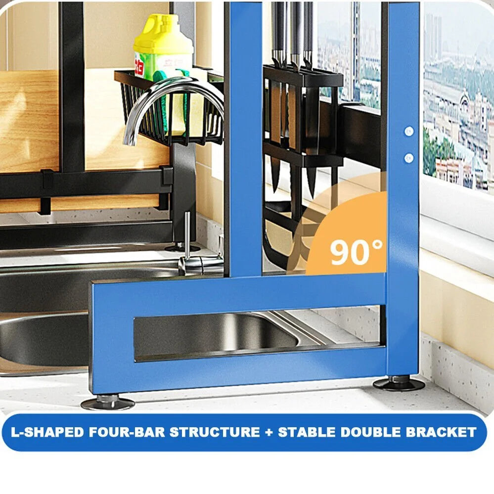 Dish Drying Rack 85cm Double Tier Kitchen Drain Holder
