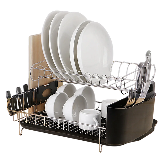 Dish Drying Rack Drainer Cup Plate Holder Cutlery Tray
