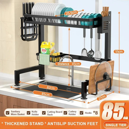Dish Drying Rack Single Tier Over Sink Kitchen Drainer