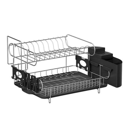 Storage rack with dish drying drainer cup holder