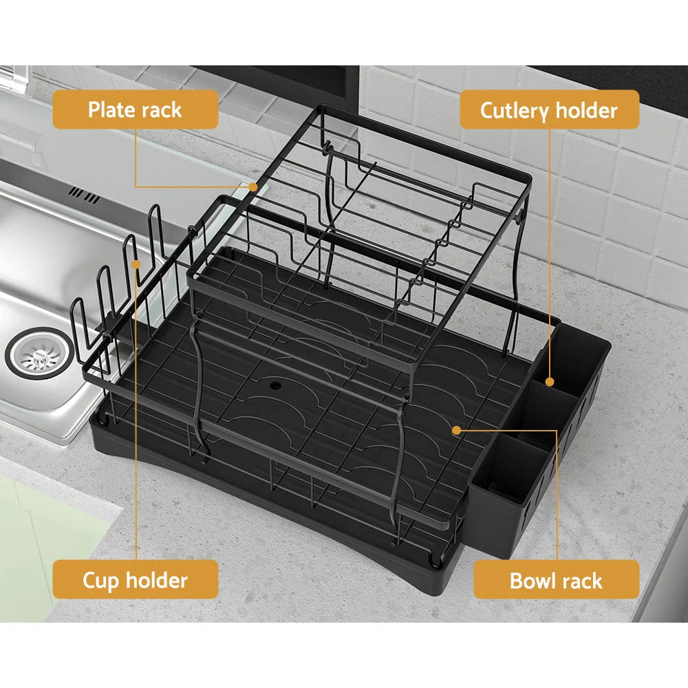 Rack with dish expandable drying drainer cutlery