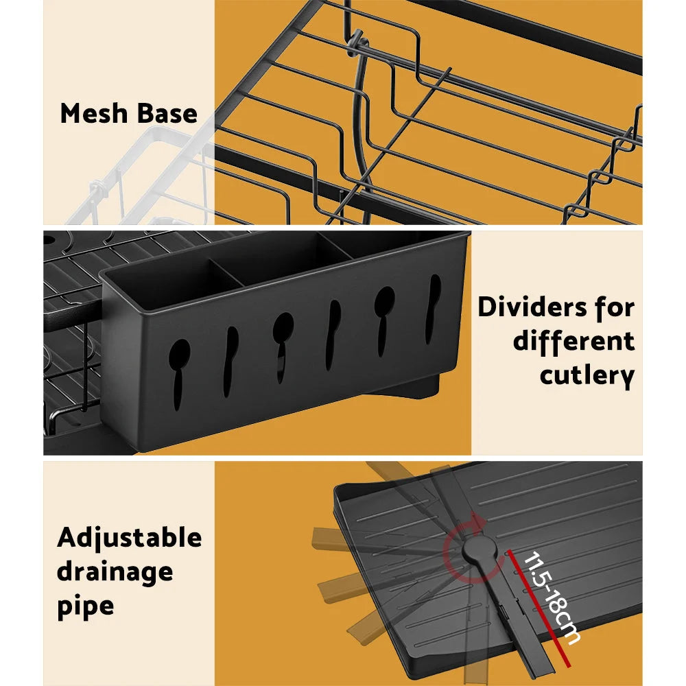 Storage rack with cefito dish expandable drying drainer