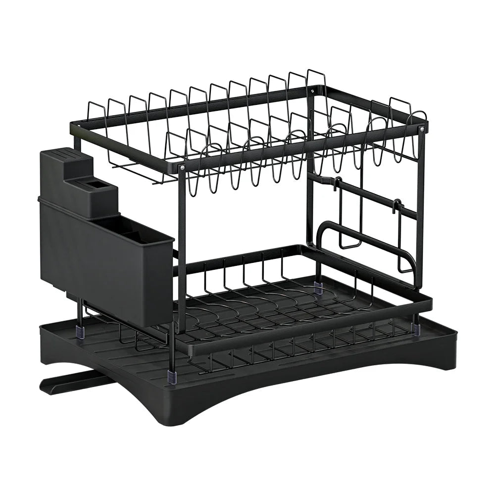 Dish Rack Expandable Drying Drainer Cutlery Holder Tray Kitchen