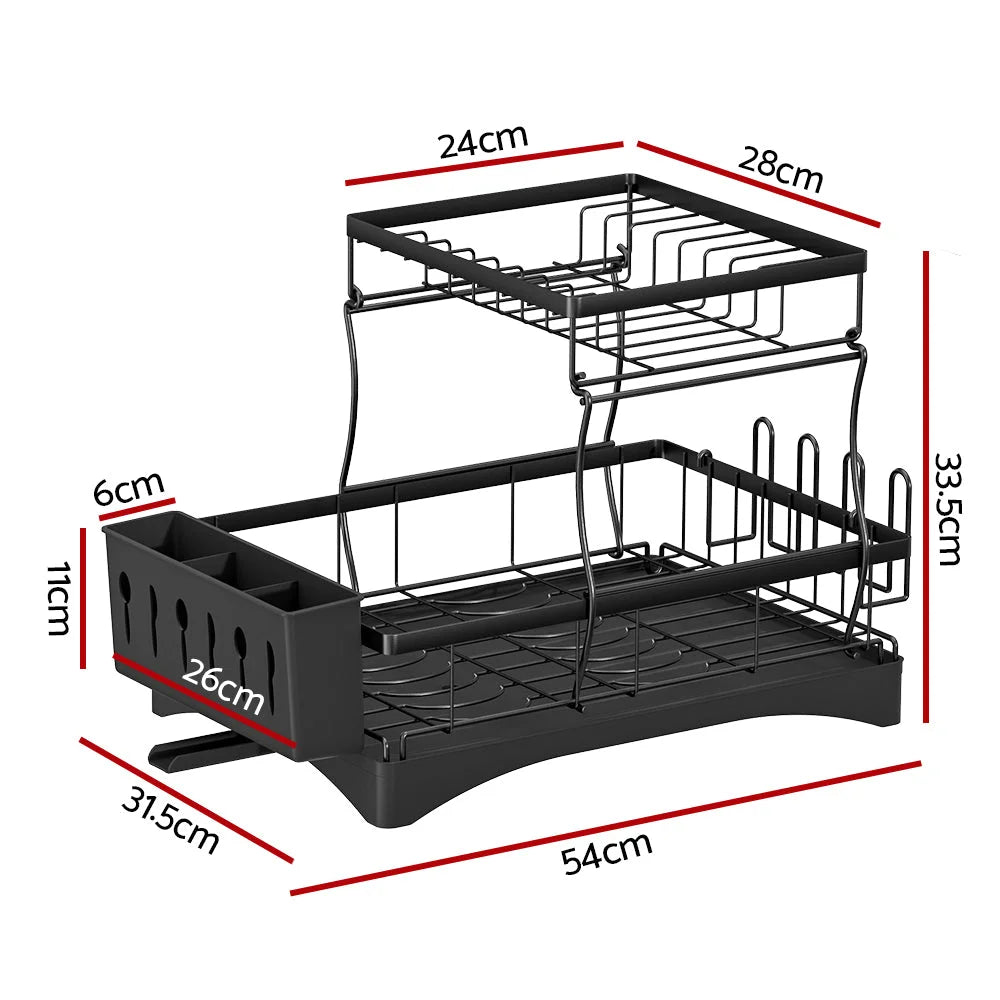 Rack with dish expandable drying drainer