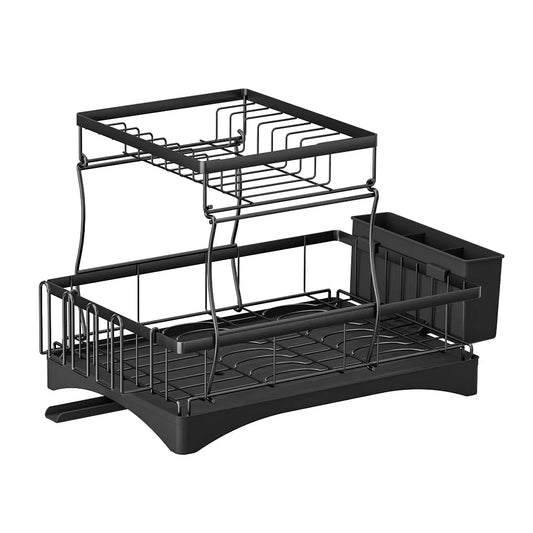 Storage rack with dish expandable drying drainer cutlery
